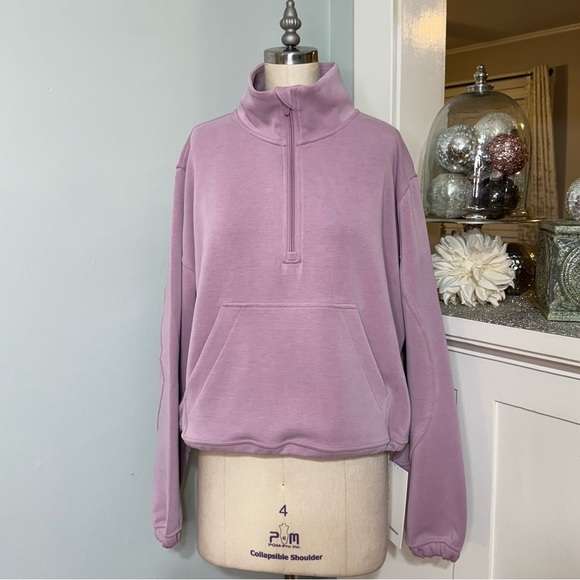 Lululemon Brushed Softstreme Half Zip Hoodie Pullover Rose Blush Size 12 NWT - Picture 4 of 16